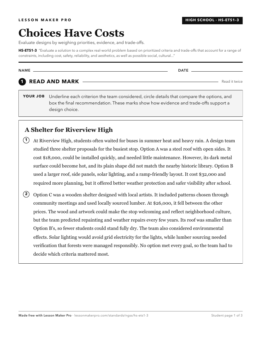 Preview of the HS-ETS1-3 printable worksheet