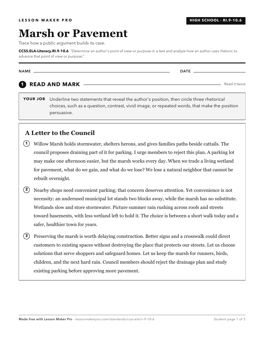 Preview of the CCSS.ELA-Literacy.RI.9-10.6 printable worksheet