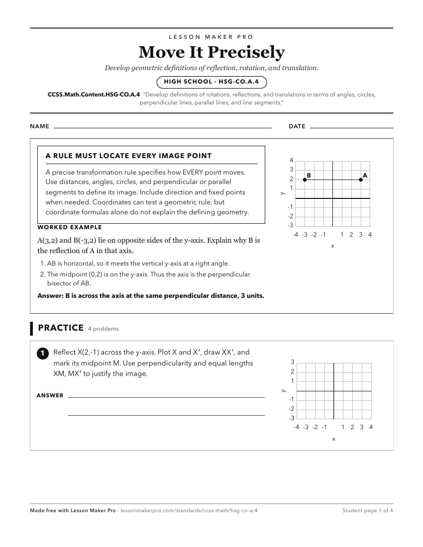 Preview of the CCSS.Math.Content.HSG-CO.A.4 printable worksheet