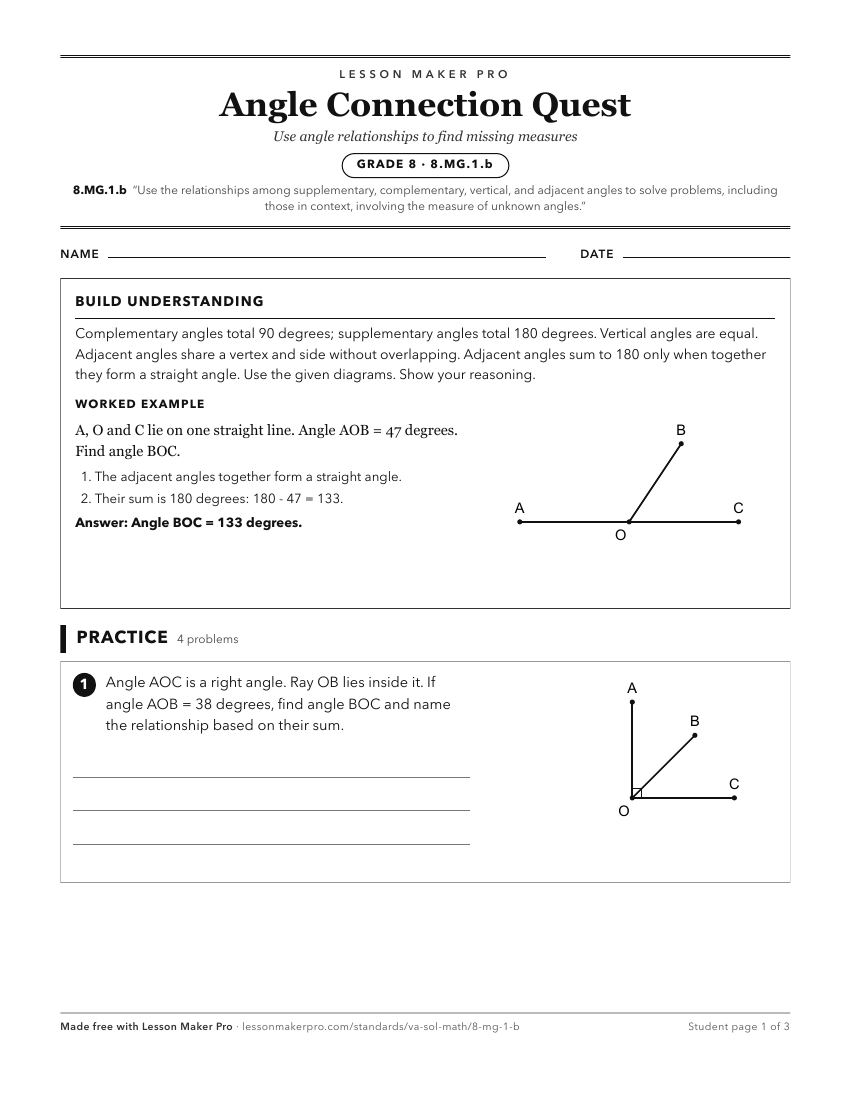 Preview of the 8.MG.1.b printable worksheet