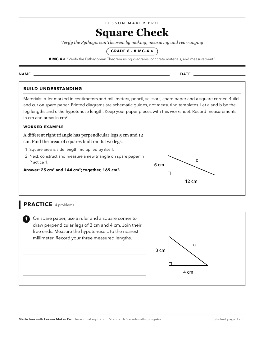 Preview of the 8.MG.4.a printable worksheet