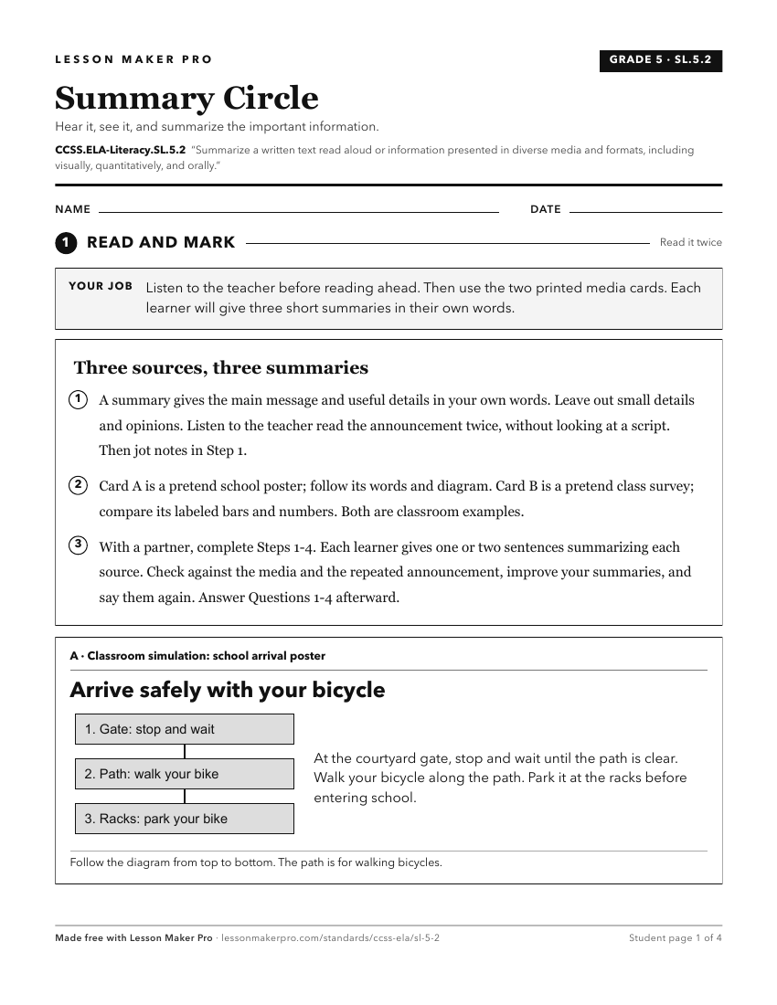 Preview of the CCSS.ELA-Literacy.SL.5.2 printable worksheet
