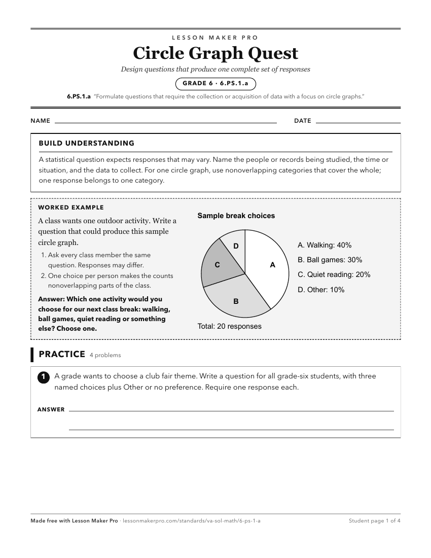 Preview of the 6.PS.1.a printable worksheet