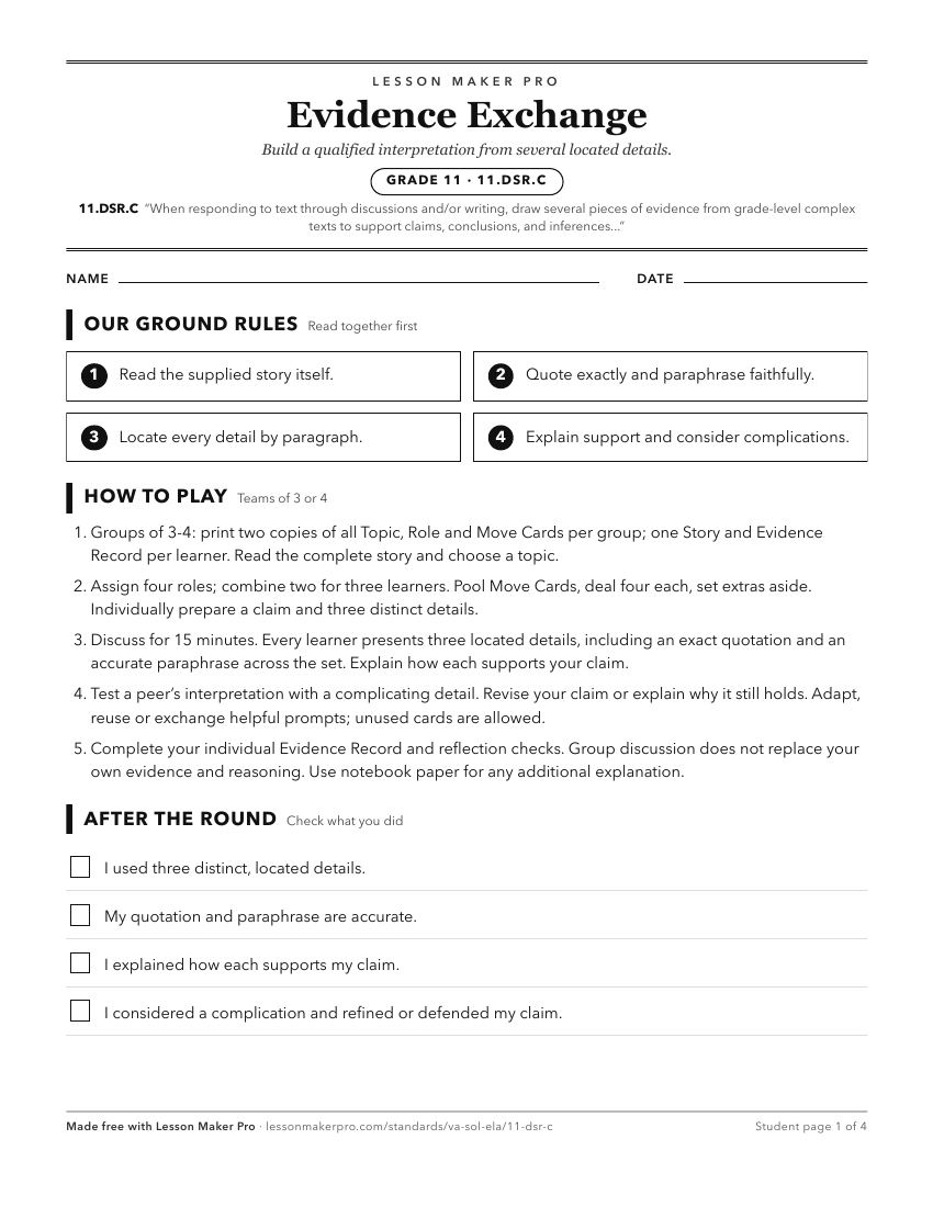 Preview of the 11.DSR.C printable worksheet