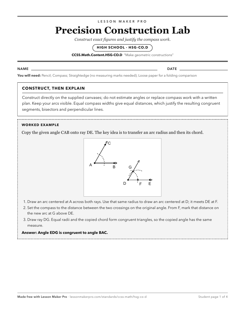 Preview of the CCSS.Math.Content.HSG-CO.D printable worksheet