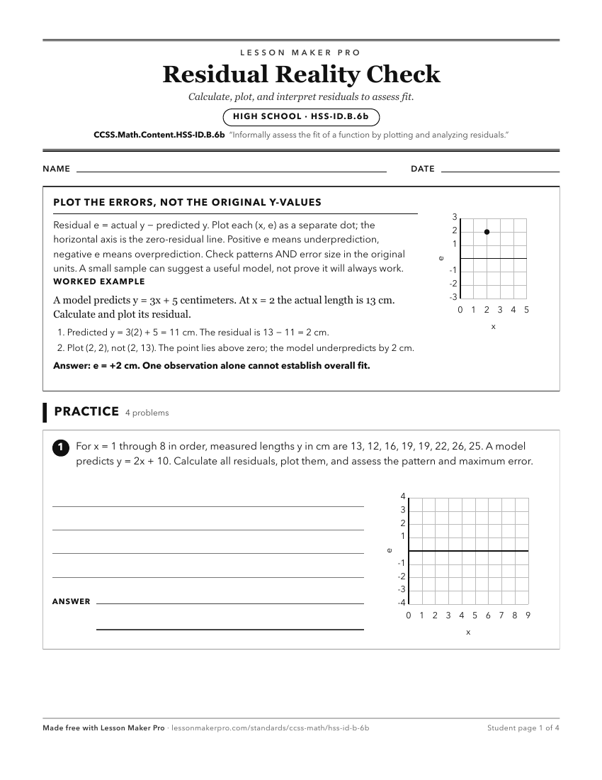 Preview of the CCSS.Math.Content.HSS-ID.B.6b printable worksheet