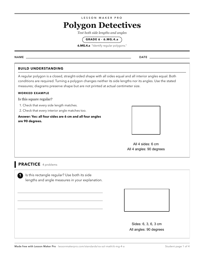 Preview of the 6.MG.4.a printable worksheet
