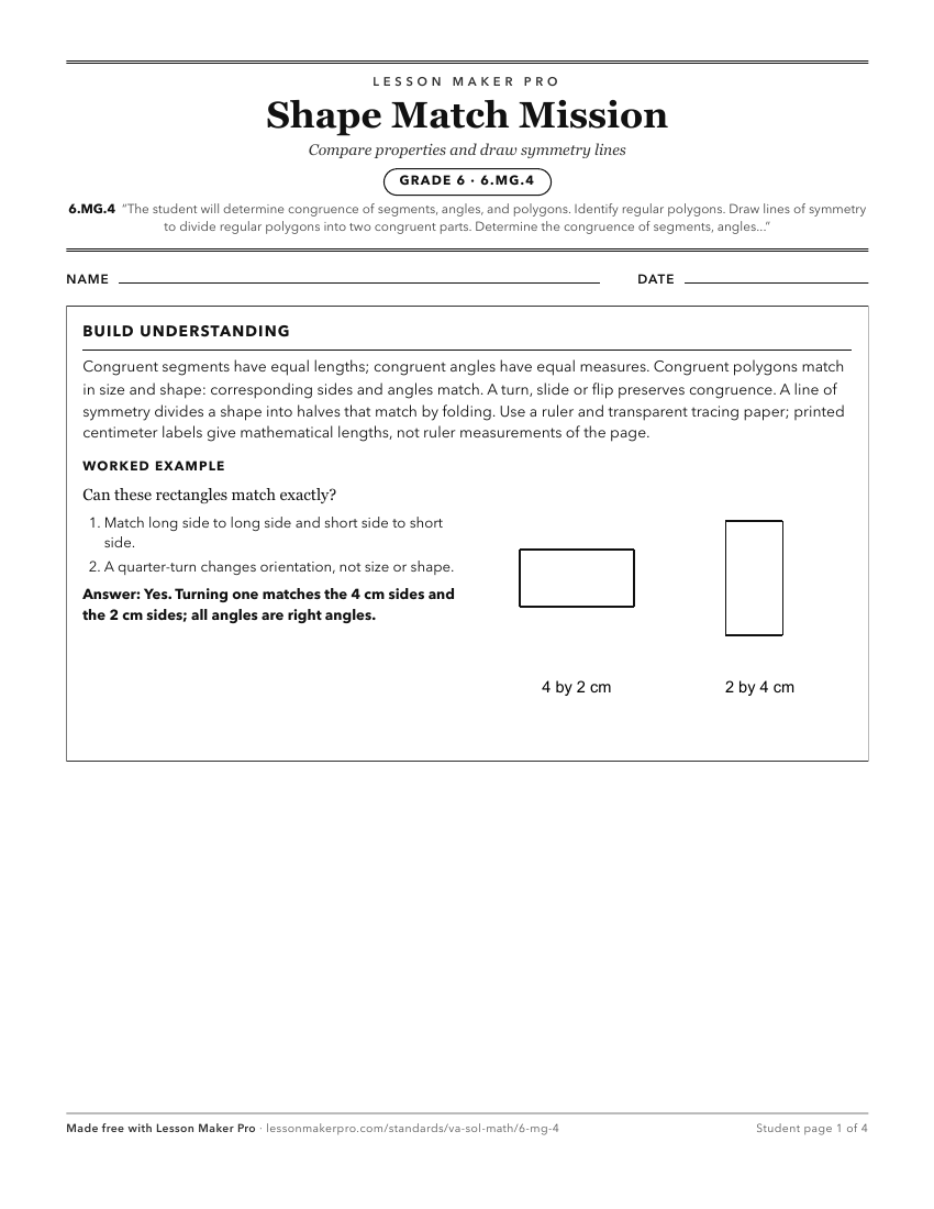Preview of the 6.MG.4 printable worksheet