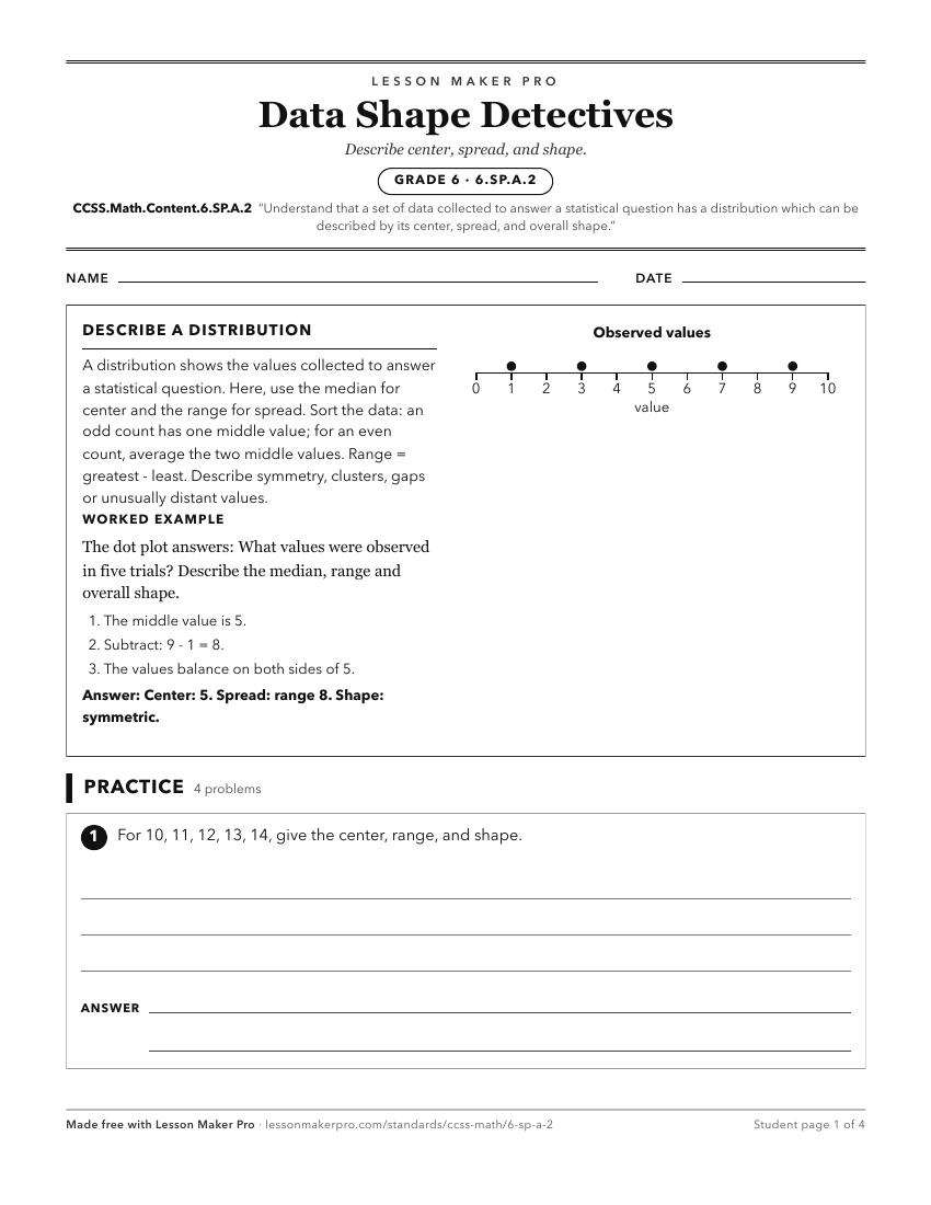 Preview of the CCSS.Math.Content.6.SP.A.2 printable worksheet