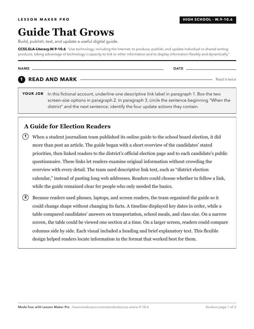 Preview of the CCSS.ELA-Literacy.W.9-10.6 printable worksheet