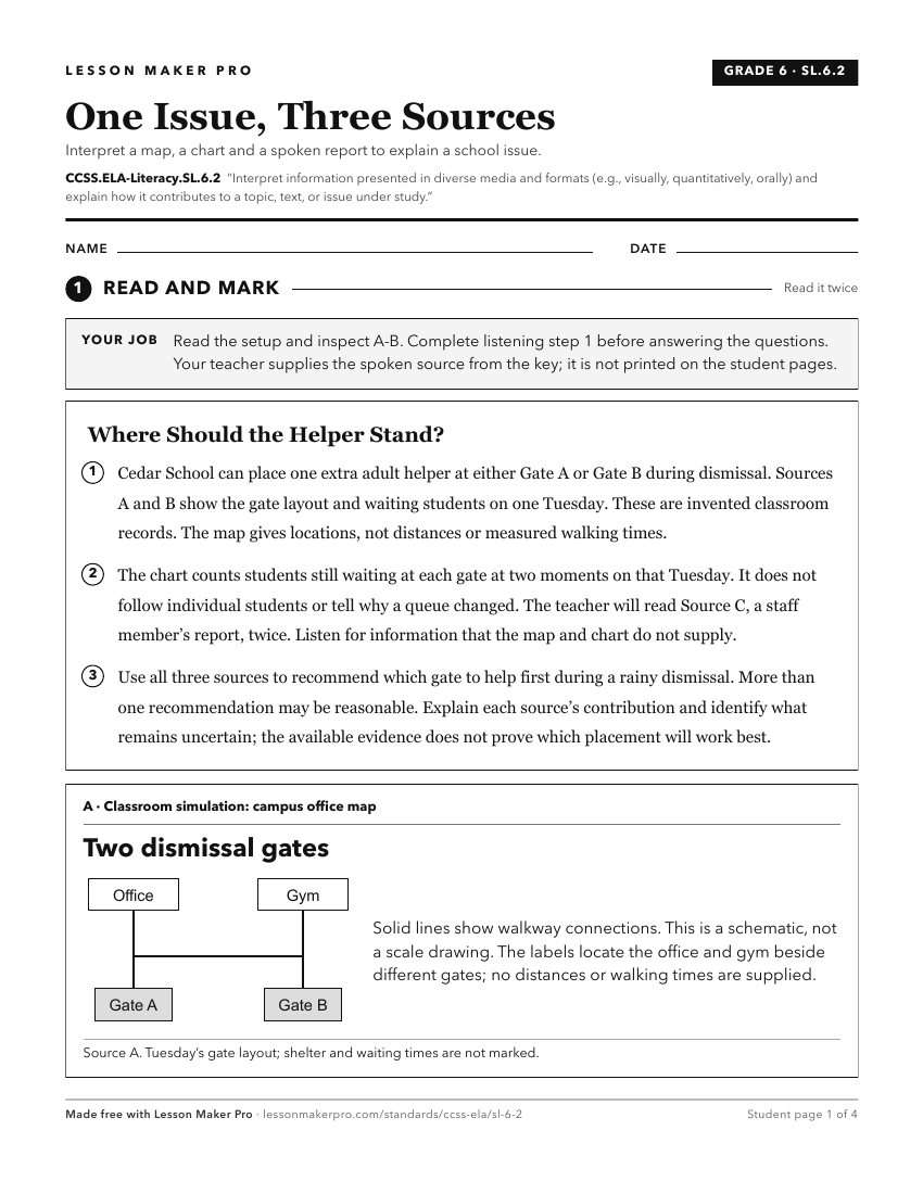 Preview of the CCSS.ELA-Literacy.SL.6.2 printable worksheet