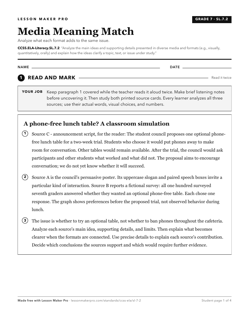 Preview of the CCSS.ELA-Literacy.SL.7.2 printable worksheet