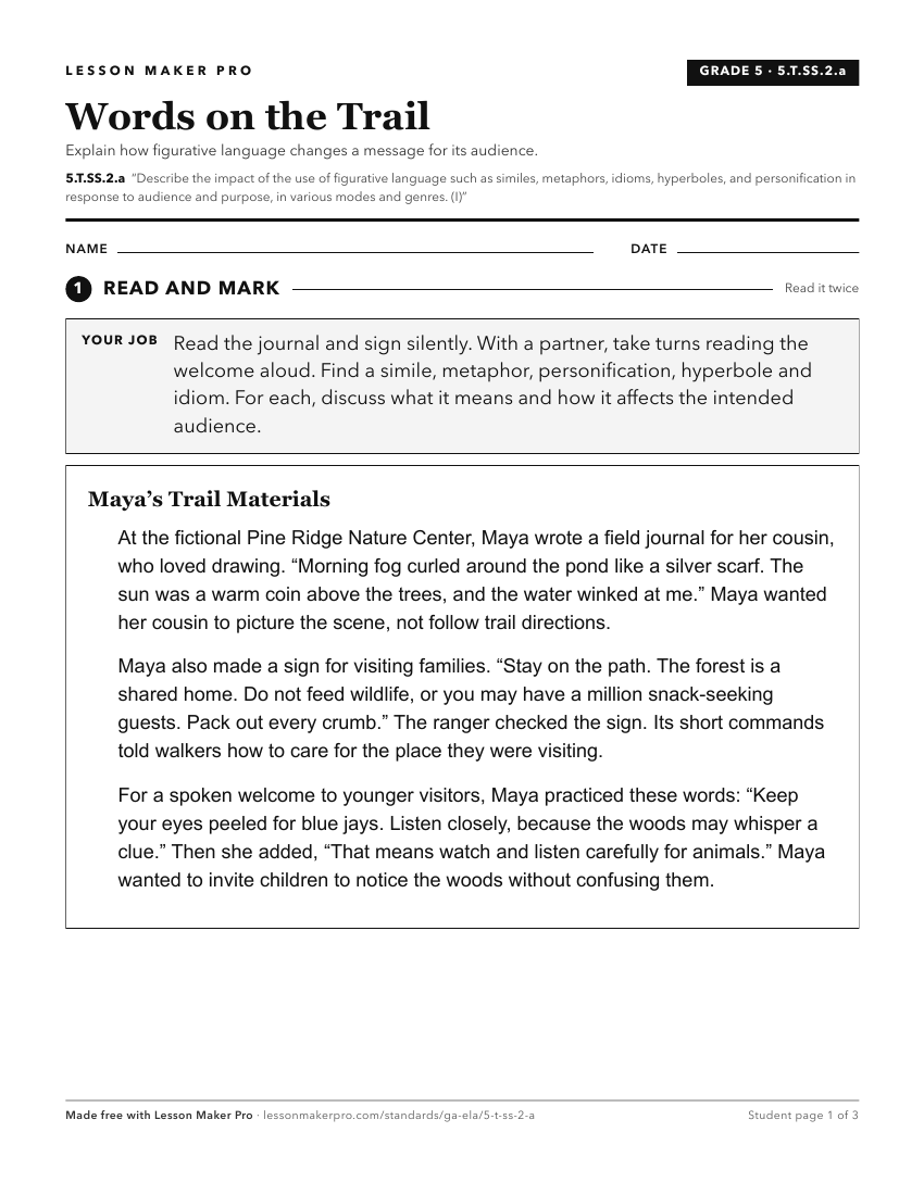 Preview of the 5.T.SS.2.a printable worksheet