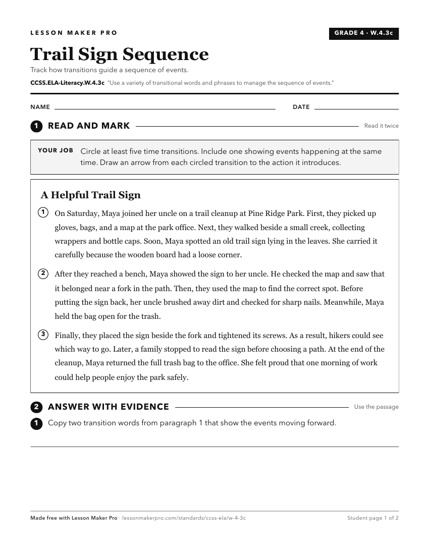 Preview of the CCSS.ELA-Literacy.W.4.3c printable worksheet