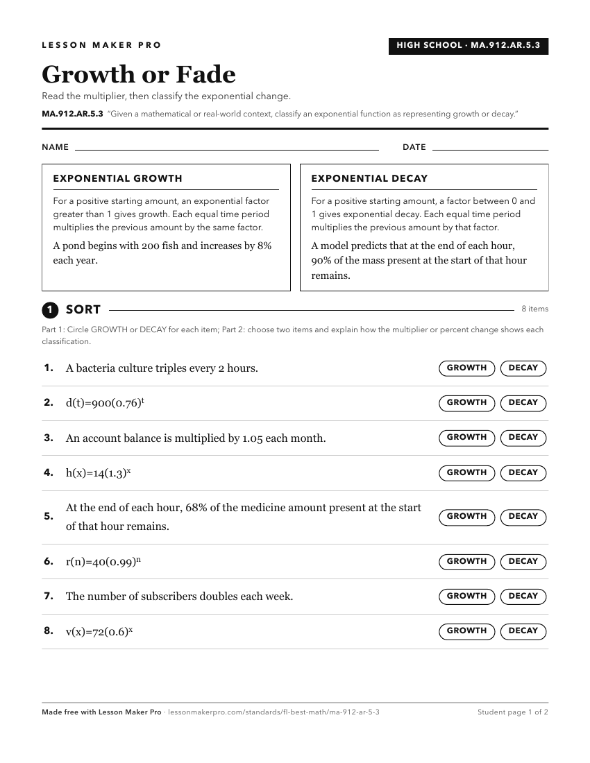 Preview of the MA.912.AR.5.3 printable worksheet
