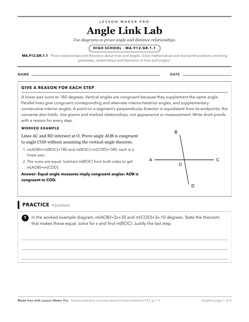 Preview of the MA.912.GR.1.1 printable worksheet