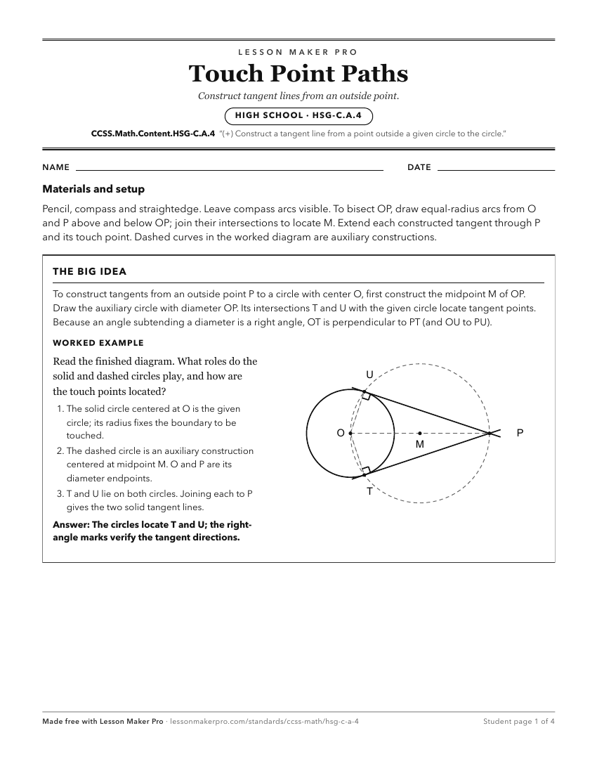 Preview of the CCSS.Math.Content.HSG-C.A.4 printable worksheet
