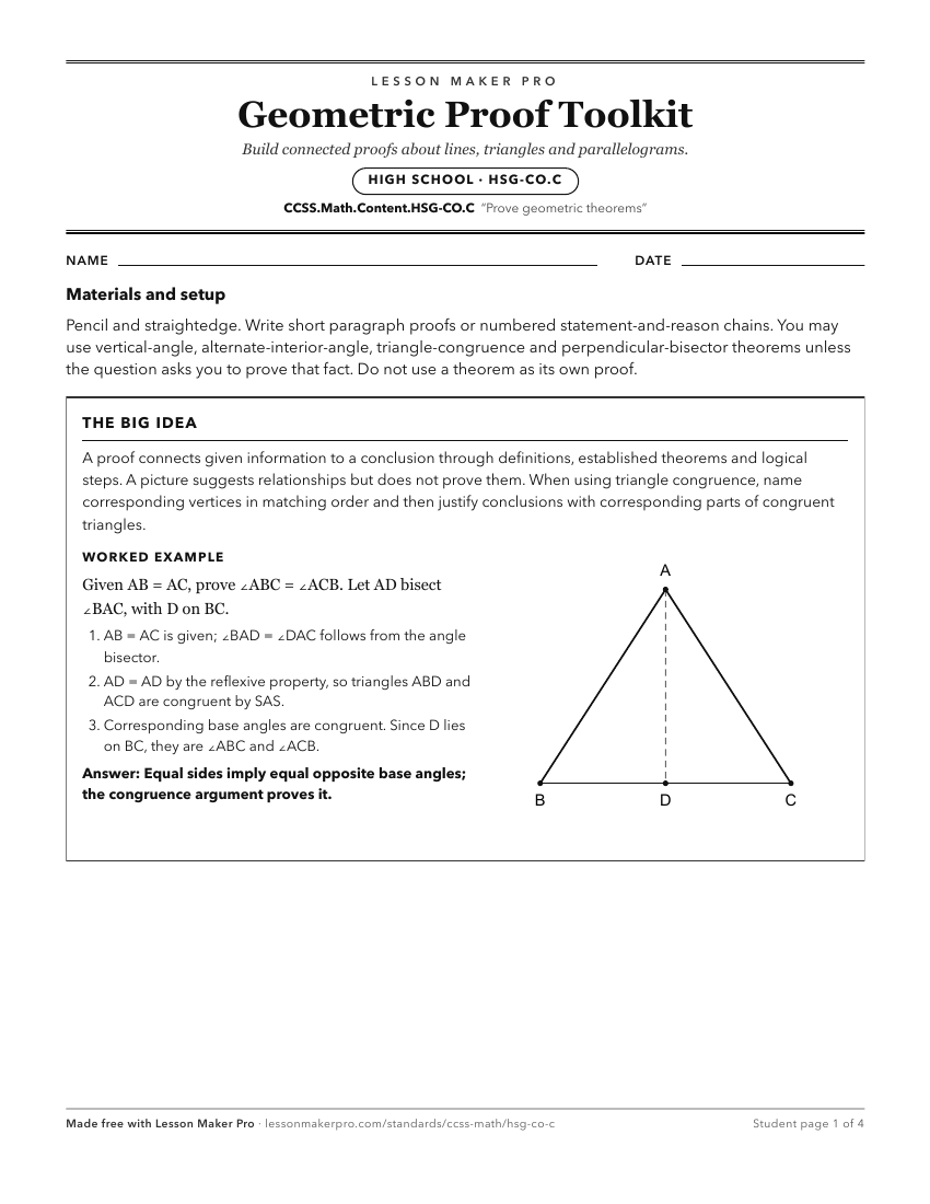 Preview of the CCSS.Math.Content.HSG-CO.C printable worksheet