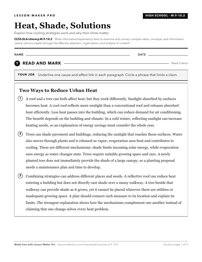 Preview of the CCSS.ELA-Literacy.W.9-10.2 printable worksheet