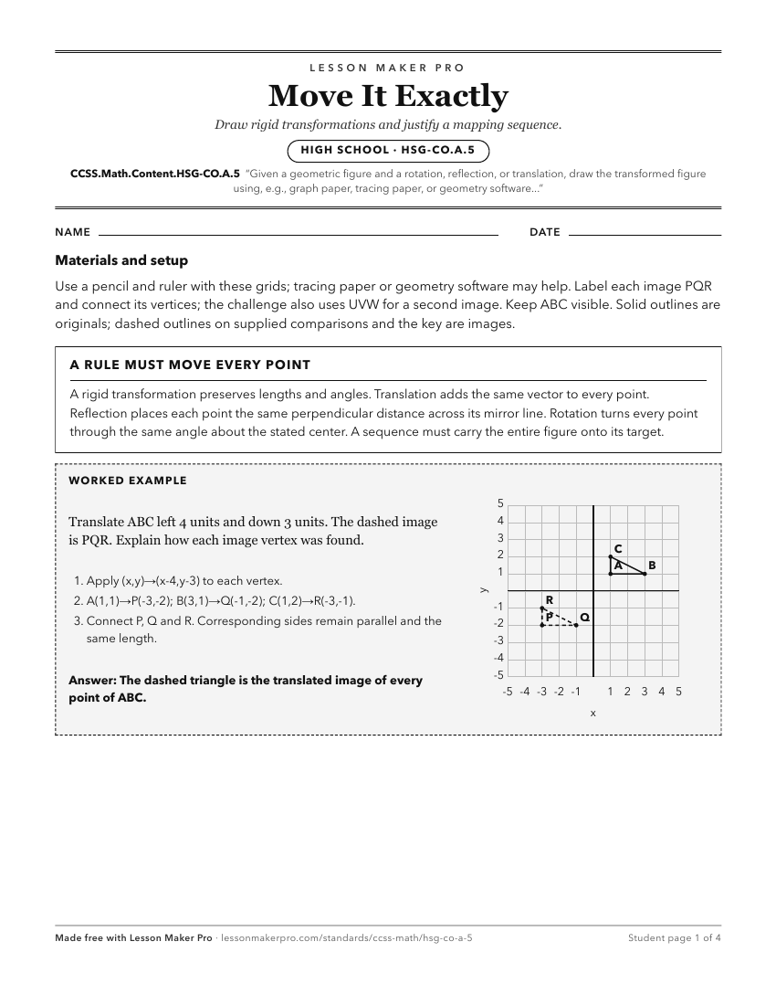 Preview of the CCSS.Math.Content.HSG-CO.A.5 printable worksheet