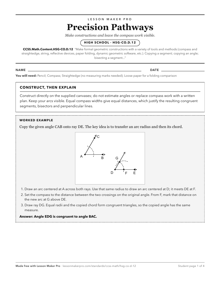 Preview of the CCSS.Math.Content.HSG-CO.D.12 printable worksheet