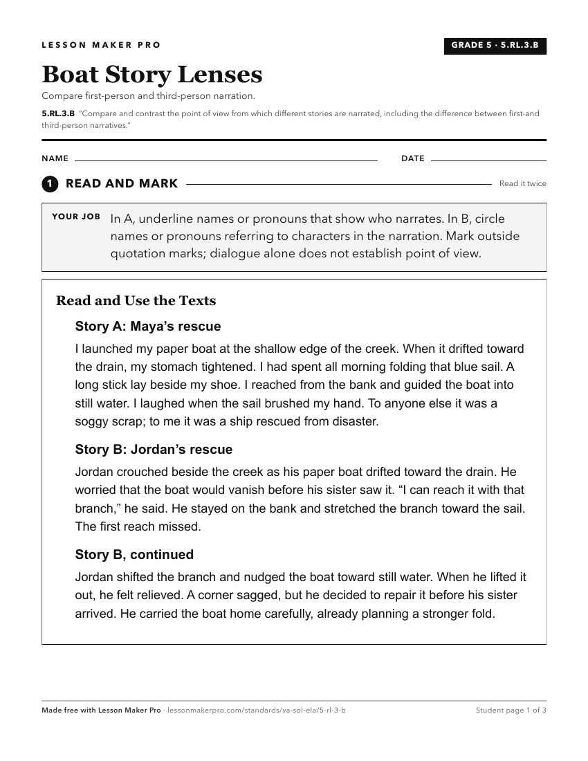 Preview of the 5.RL.3.B printable worksheet