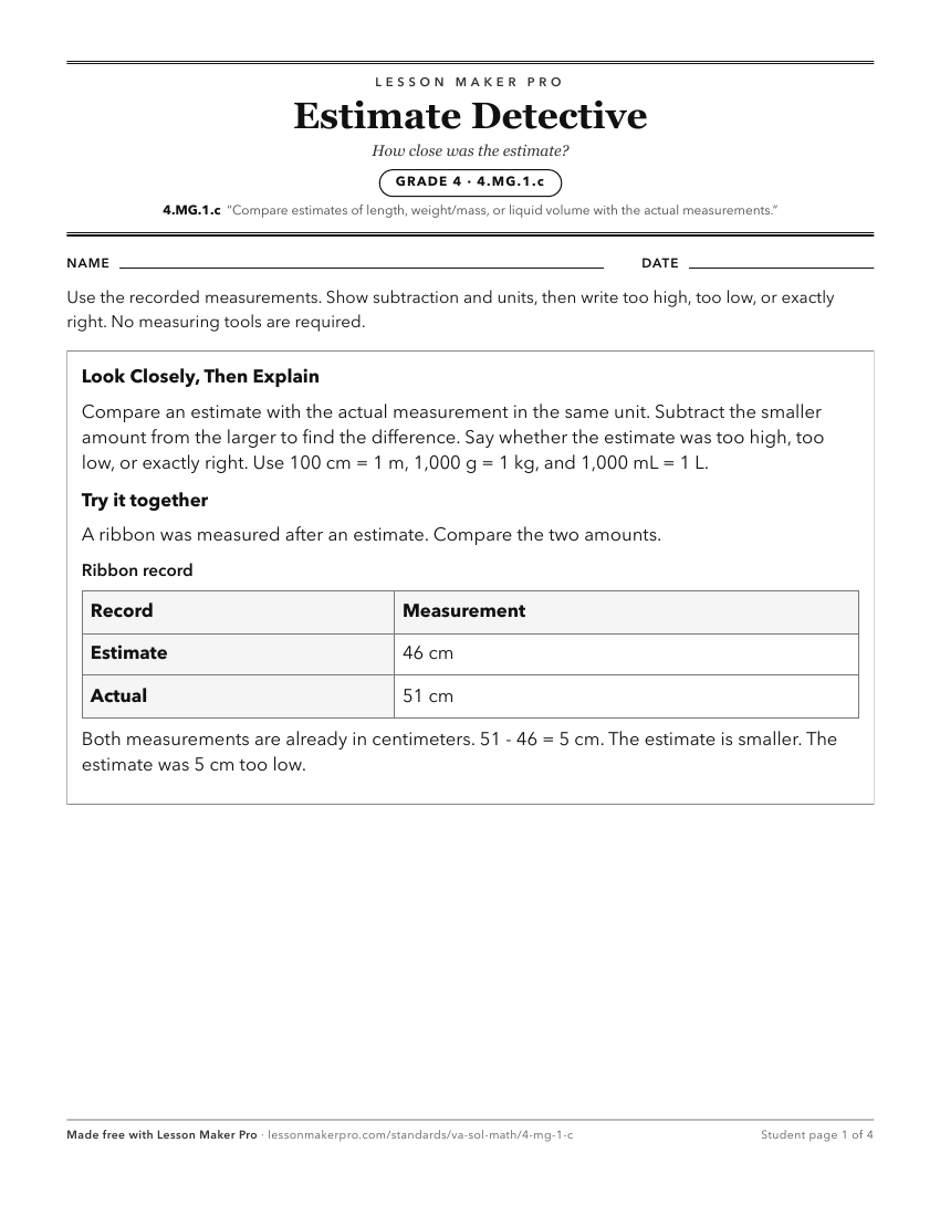 Preview of the 4.MG.1.c printable worksheet