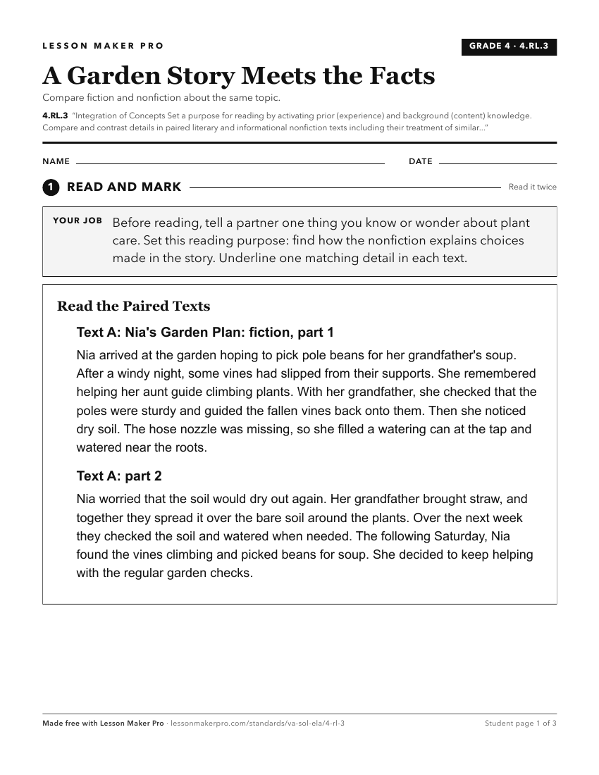 Preview of the 4.RL.3 printable worksheet