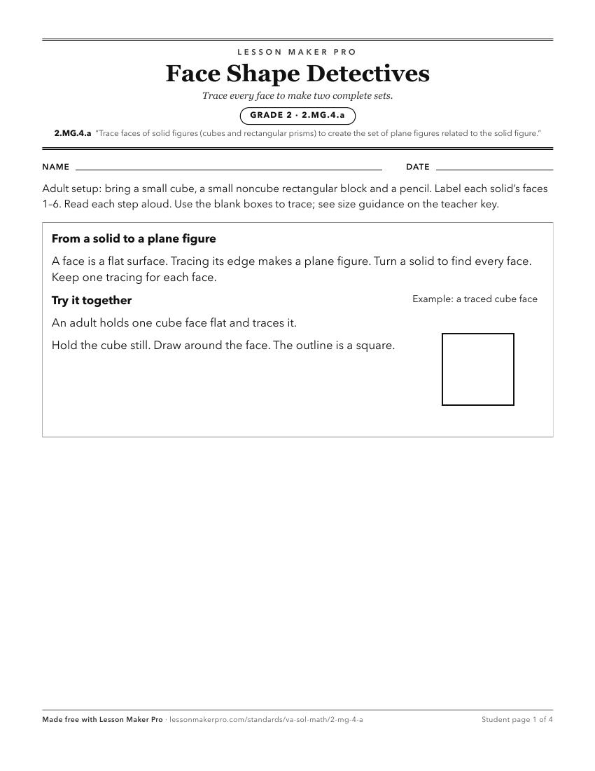 Preview of the 2.MG.4.a printable worksheet