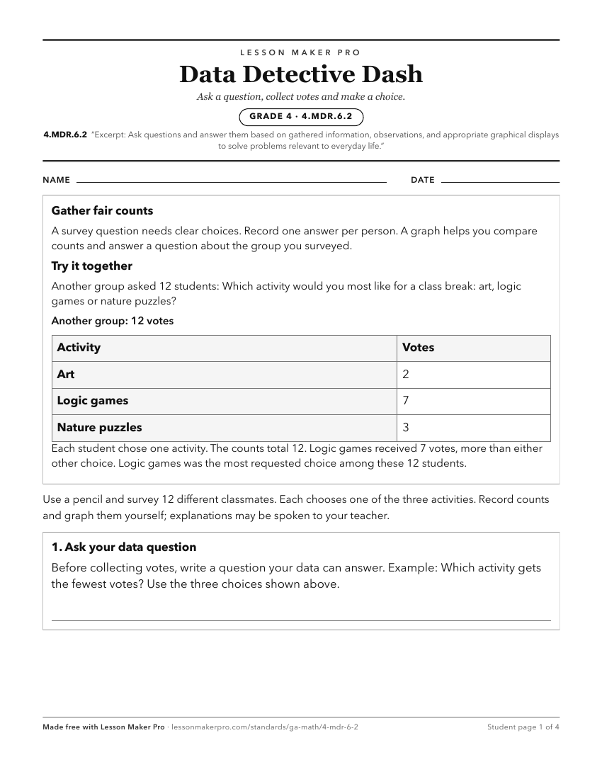 Preview of the 4.MDR.6.2 printable worksheet