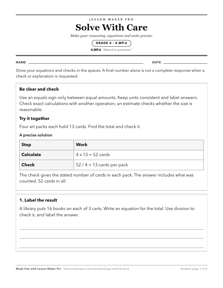 Preview of the 4.MP.6 printable worksheet
