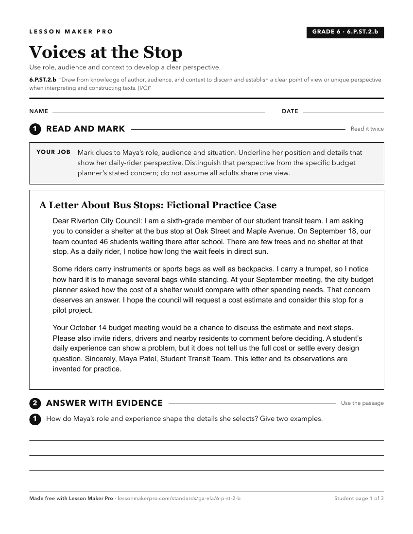 Preview of the 6.P.ST.2.b printable worksheet