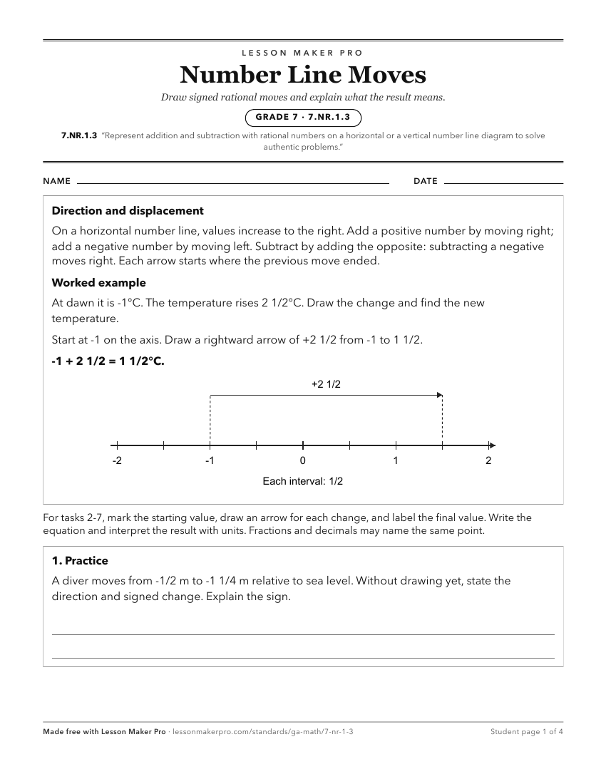 Preview of the 7.NR.1.3 printable worksheet