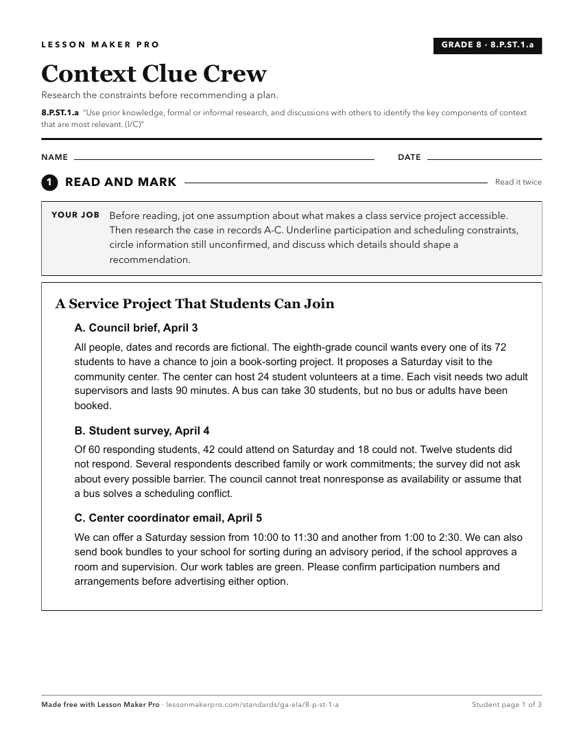 Preview of the 8.P.ST.1.a printable worksheet