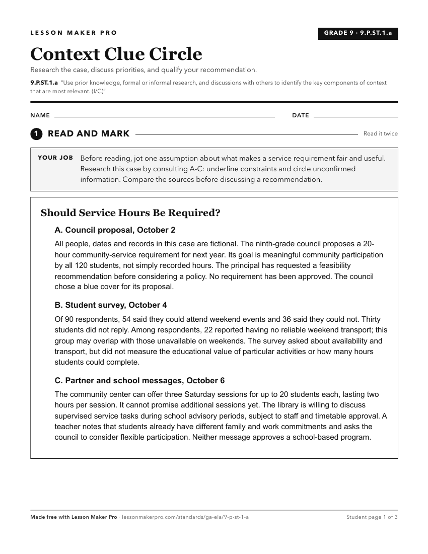 Preview of the 9.P.ST.1.a printable worksheet