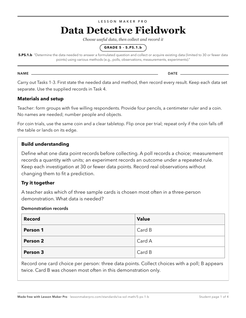 Preview of the 5.PS.1.b printable worksheet