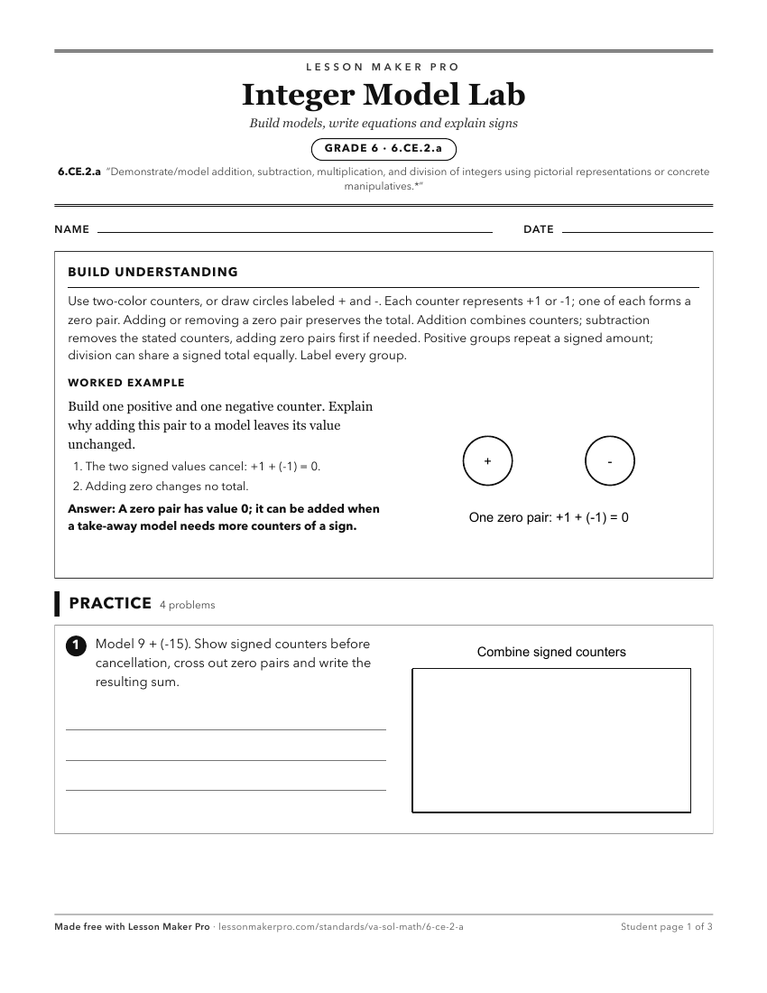 Preview of the 6.CE.2.a printable worksheet