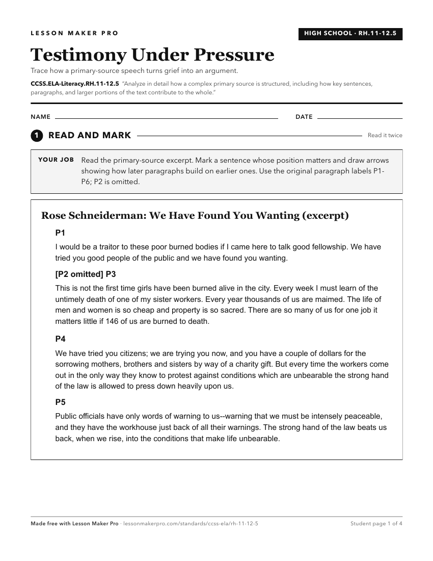 Preview of the CCSS.ELA-Literacy.RH.11-12.5 printable worksheet