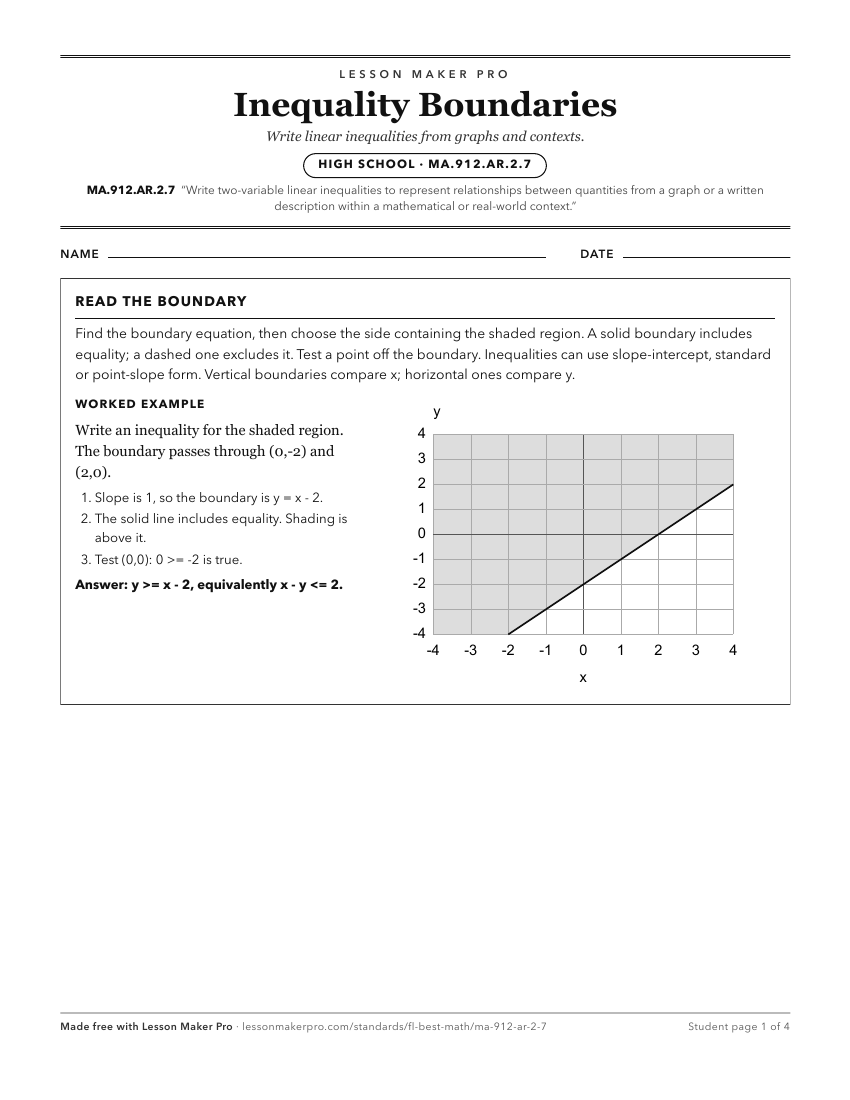 Preview of the MA.912.AR.2.7 printable worksheet