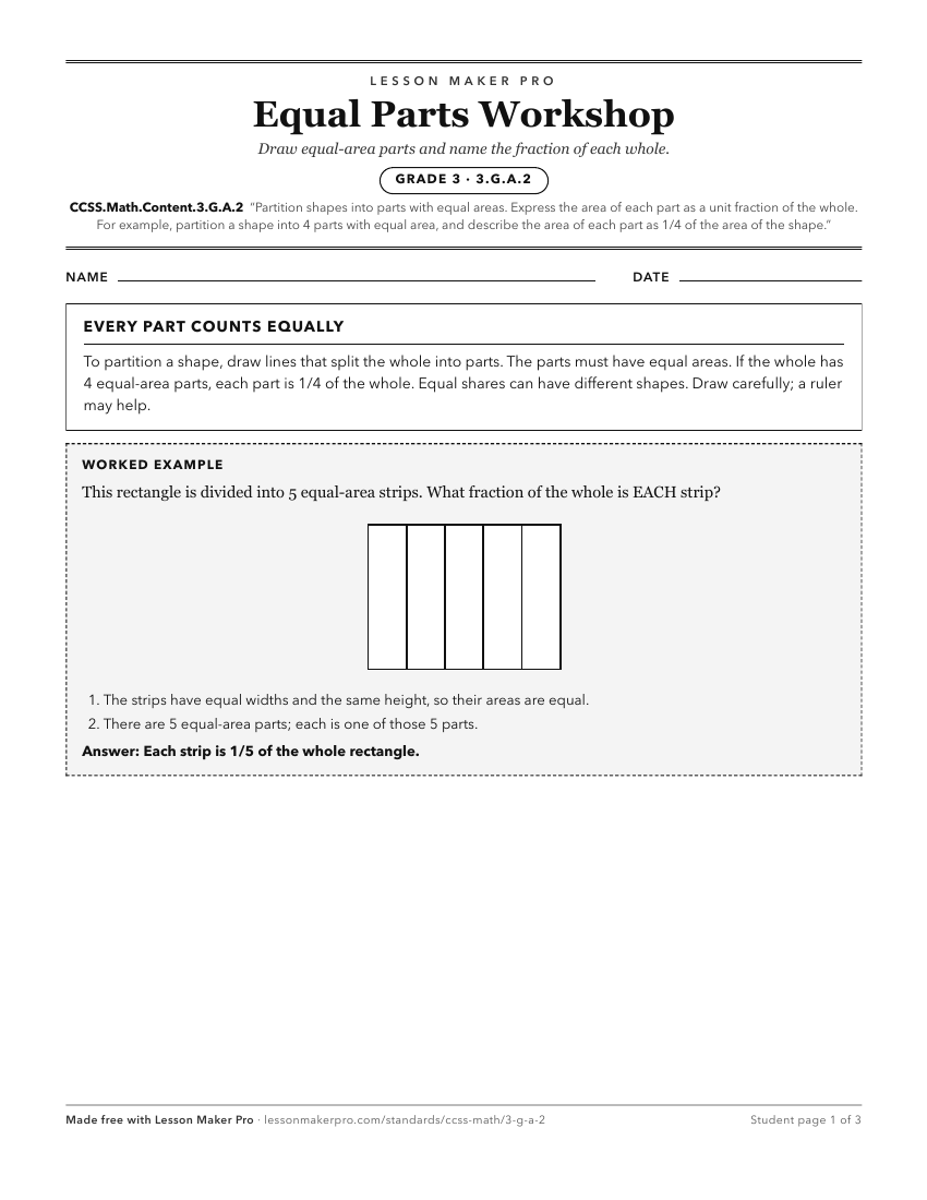 Preview of the CCSS.Math.Content.3.G.A.2 printable worksheet