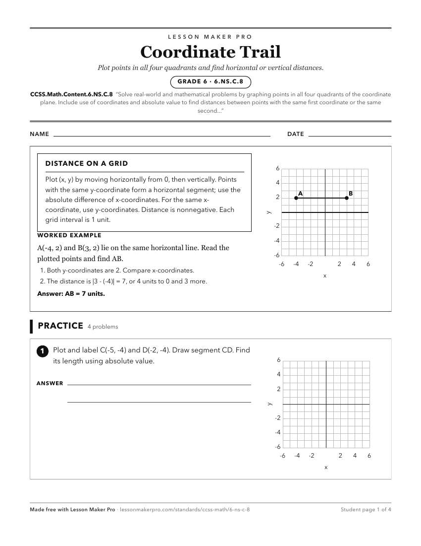 Preview of the CCSS.Math.Content.6.NS.C.8 printable worksheet