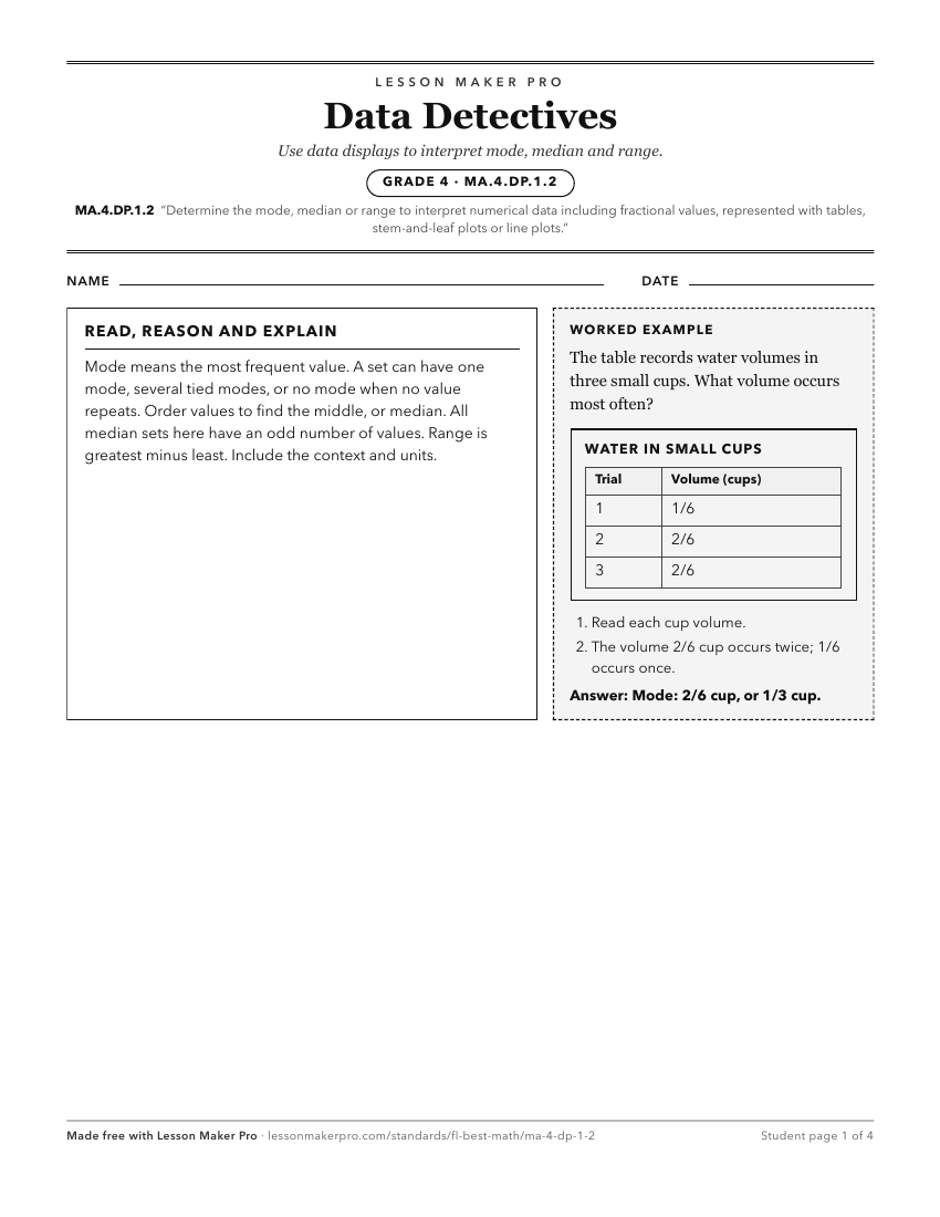 Preview of the MA.4.DP.1.2 printable worksheet