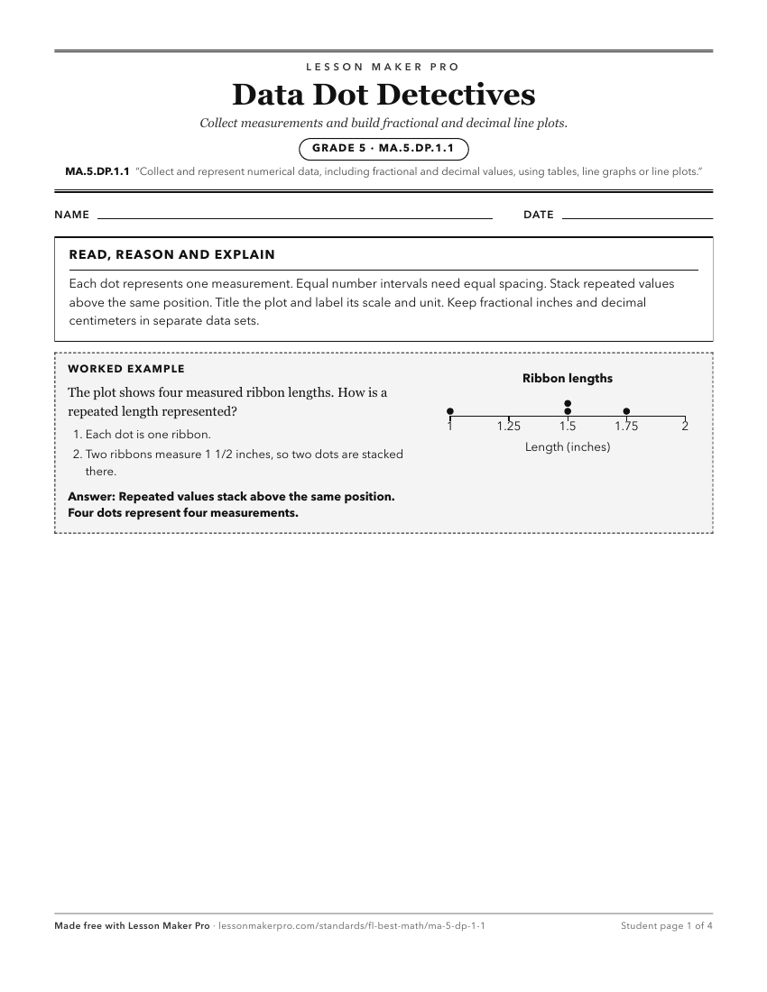 Preview of the MA.5.DP.1.1 printable worksheet