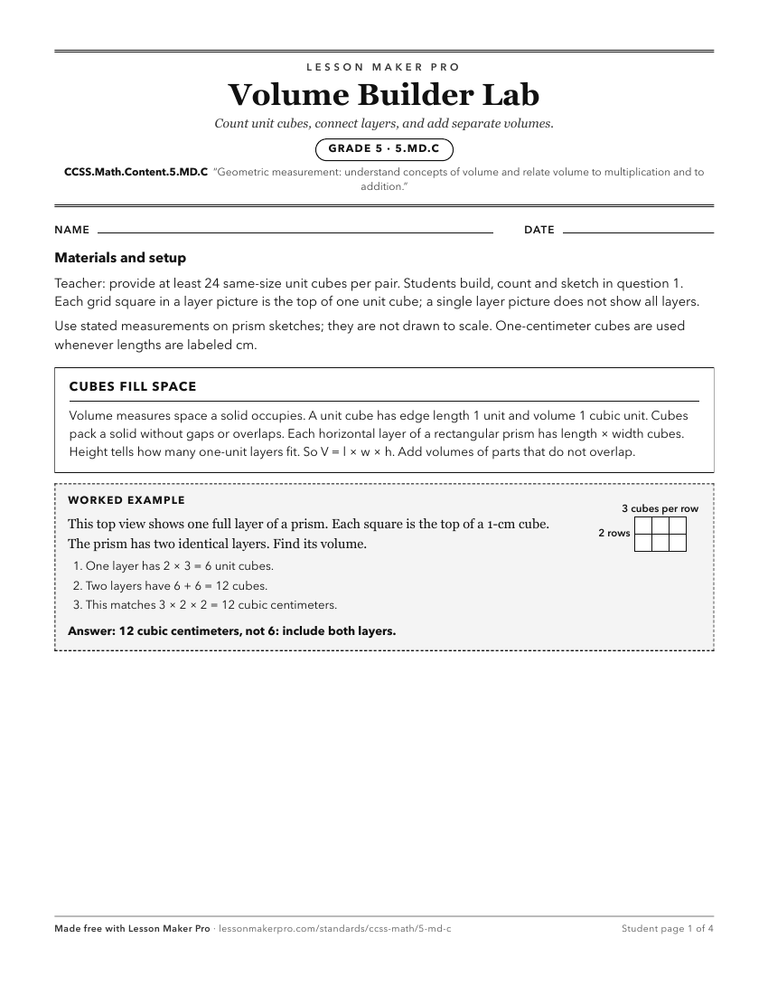 Preview of the CCSS.Math.Content.5.MD.C printable worksheet