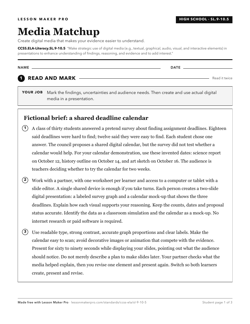Preview of the CCSS.ELA-Literacy.SL.9-10.5 printable worksheet