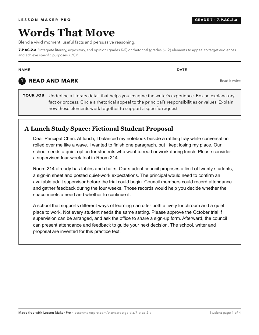 Preview of the 7.P.AC.2.a printable worksheet