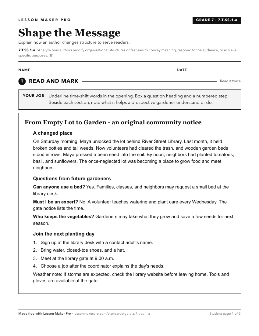 Preview of the 7.T.SS.1.a printable worksheet