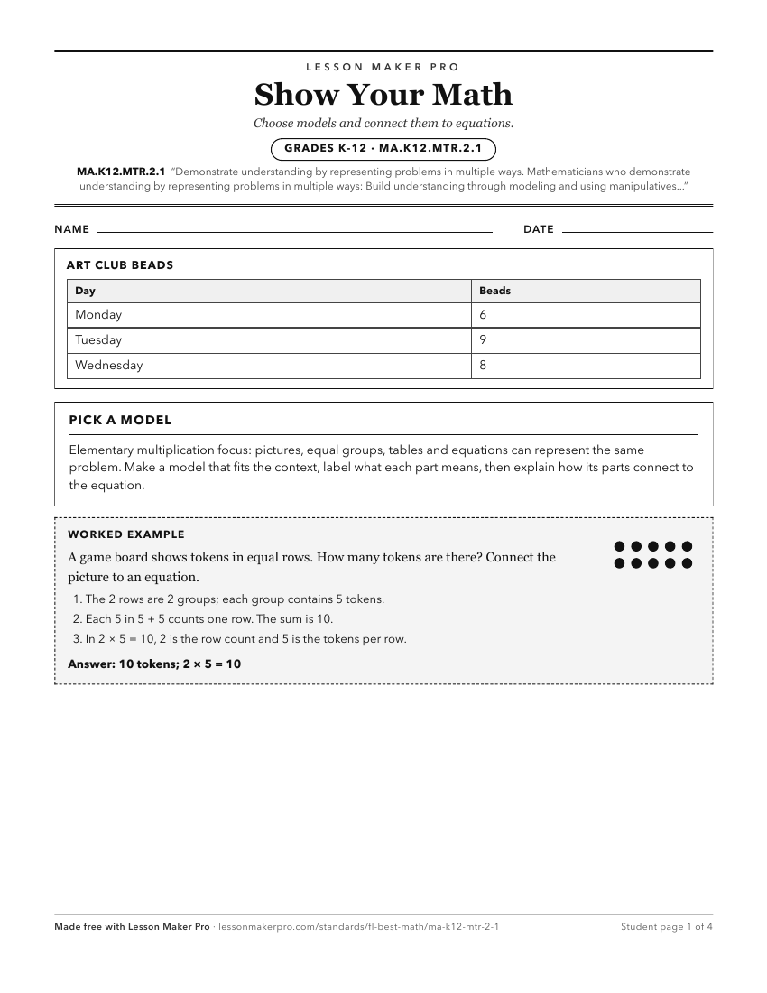 Preview of the MA.K12.MTR.2.1 printable worksheet