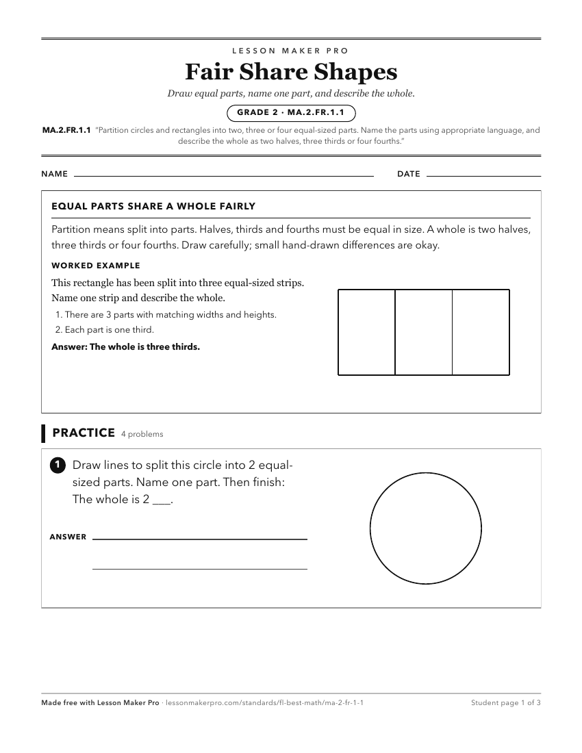 Preview of the MA.2.FR.1.1 printable worksheet