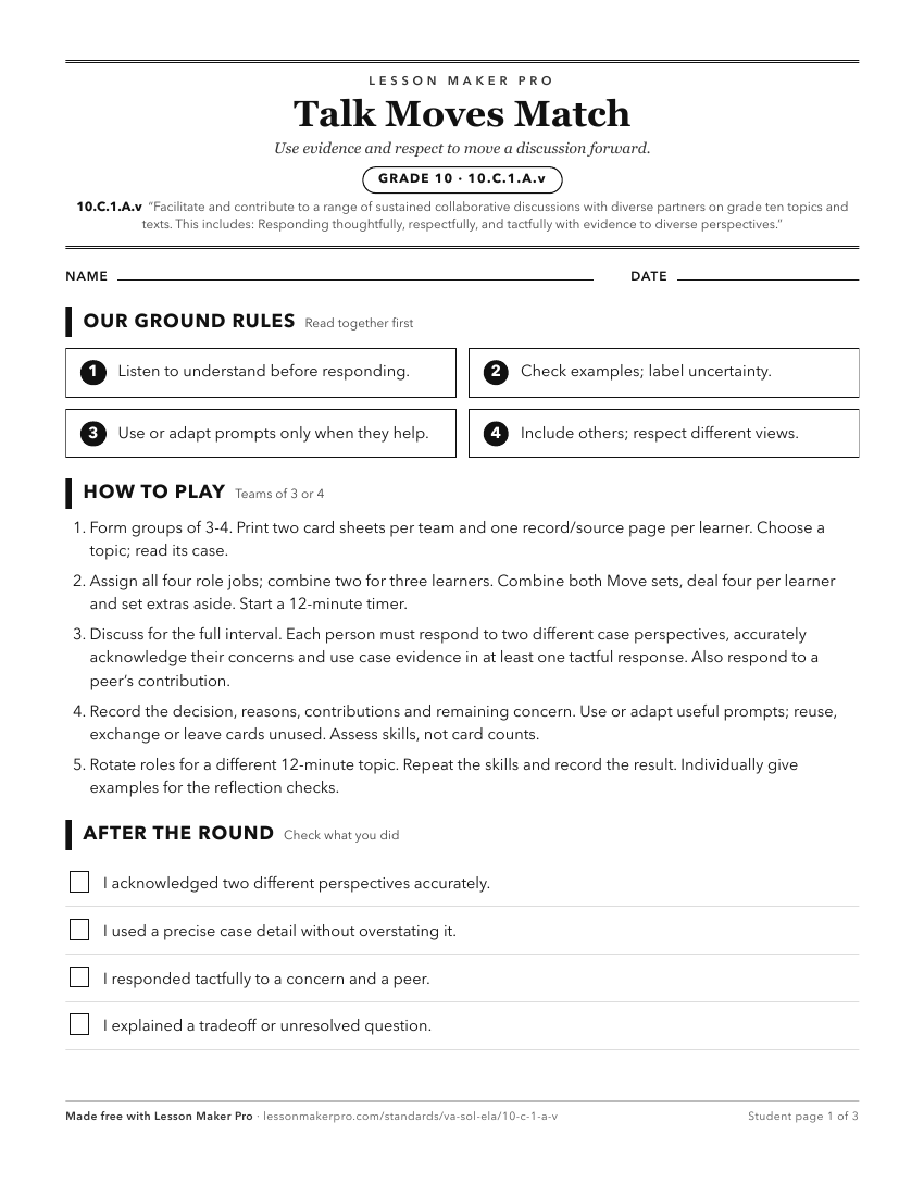 Preview of the 10.C.1.A.v printable worksheet